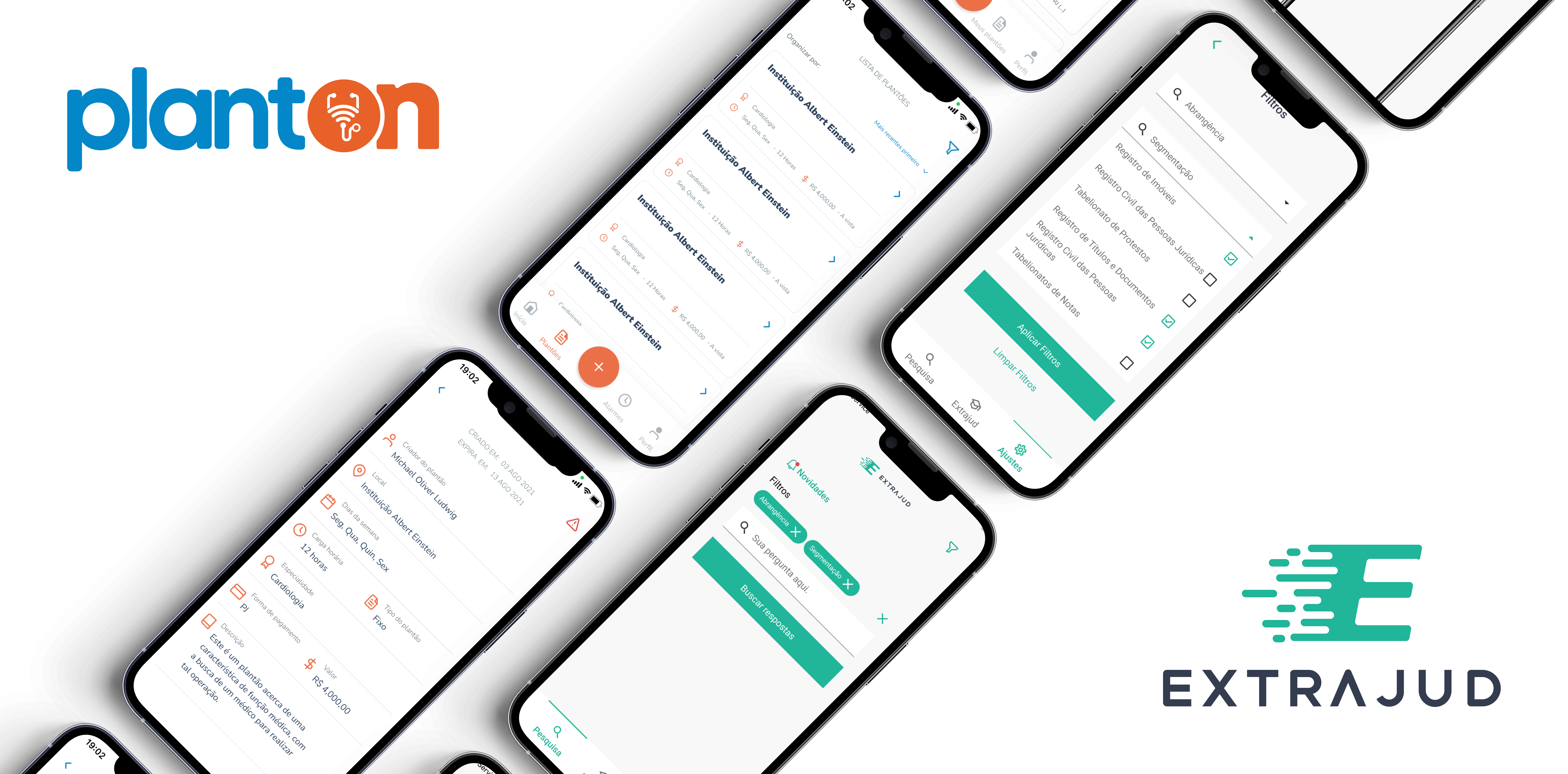 Telas dos apps PlantON e ExtraJud